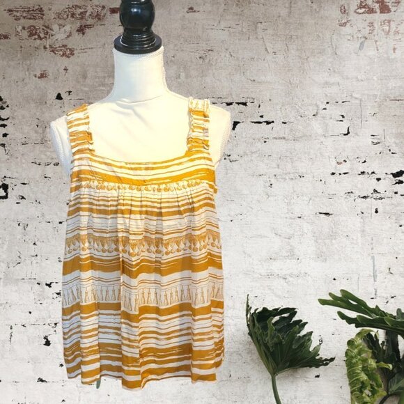NWT Jane and Delancey Cute Casual Mustard Yellow White with Back Buttons - Picture 1 of 4
